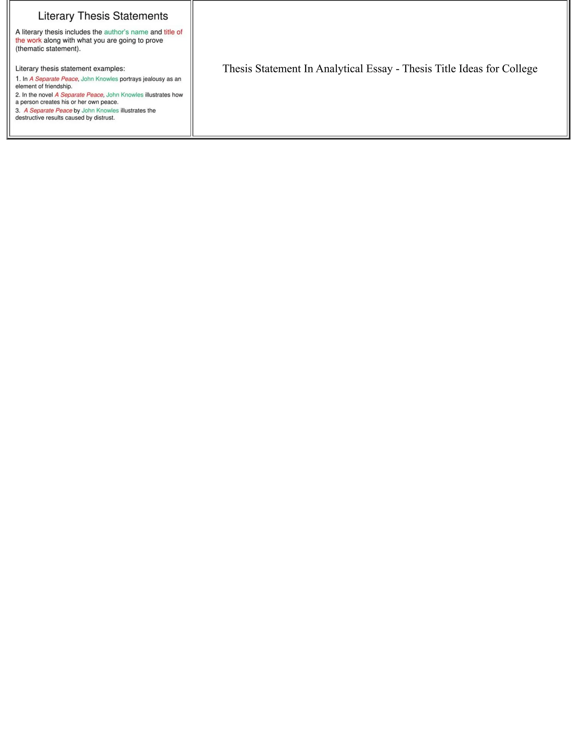 Thesis Statement In Analytical Essay - Thesis Title Ideas for College
 