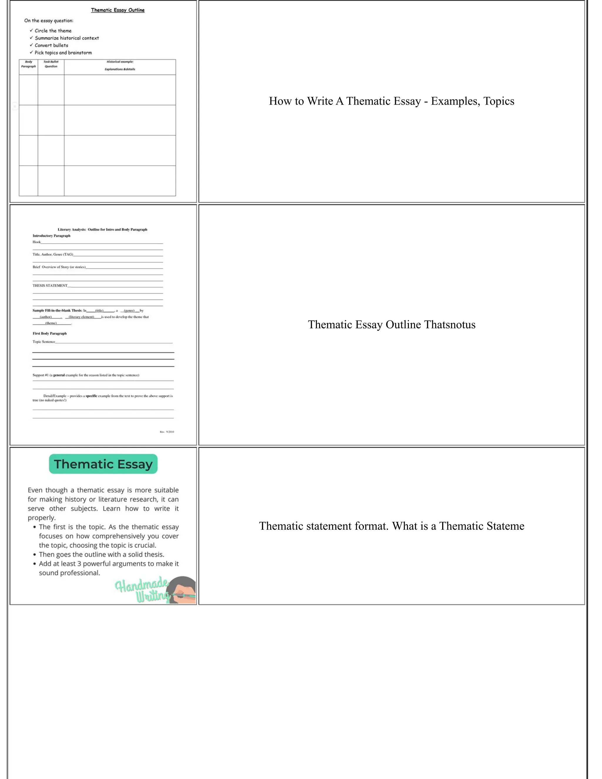 How to Write A Thematic Essay - Examples, Topics
Thematic Essay Outline Thatsnotus
Thematic statement format. What is a Thematic Stateme
 