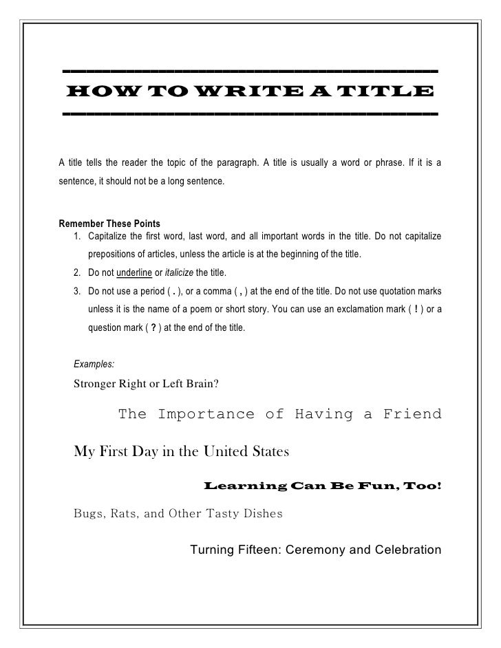 How to Write a Title