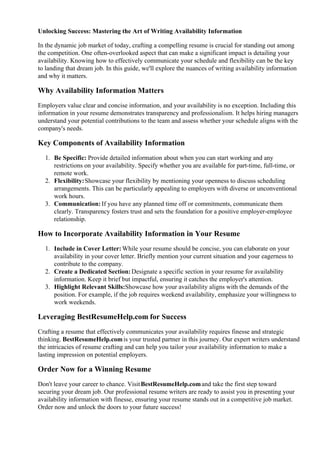 How To Write Availability In Cover - How To Write Availability In Cover Letter 1 320