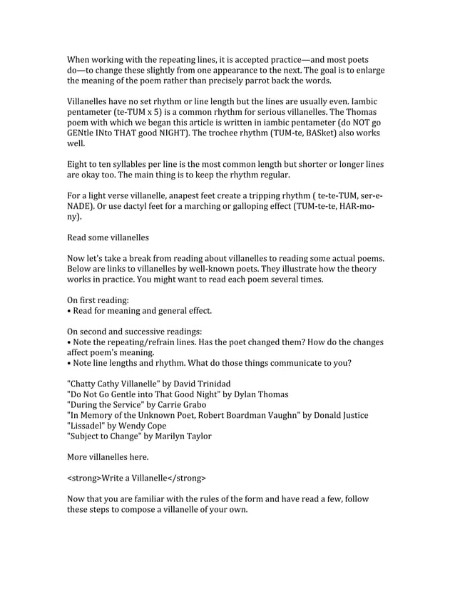 How to write a villanelle