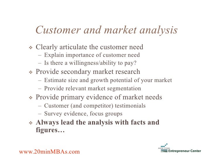 Business plan customer and market analysis