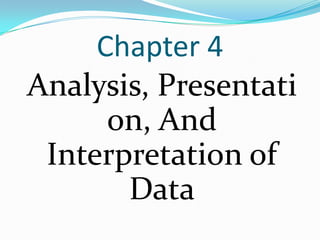 Chapter 4
Analysis, Presentati
      on, And
 Interpretation of
       Data
 