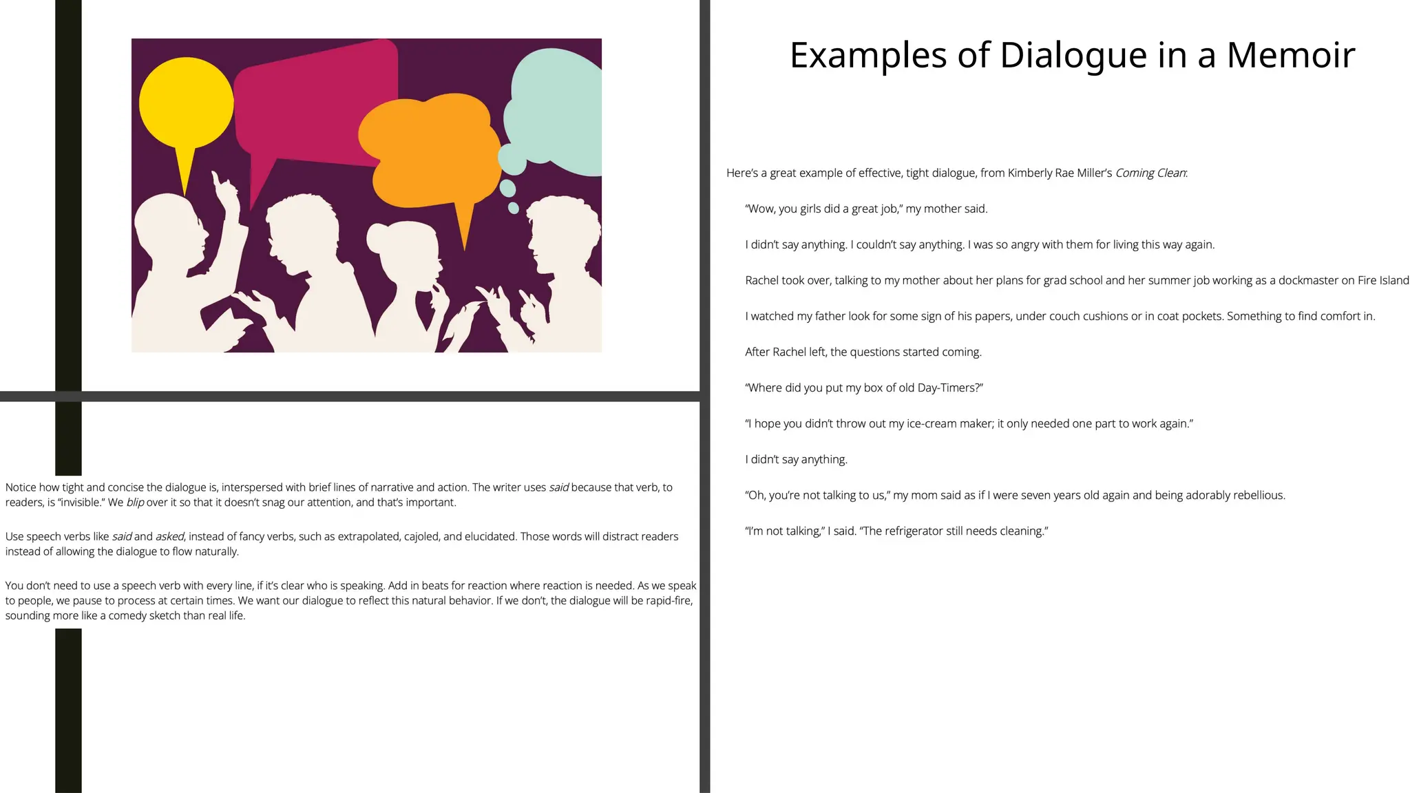 Examples of Dialogue in a Memoir
 