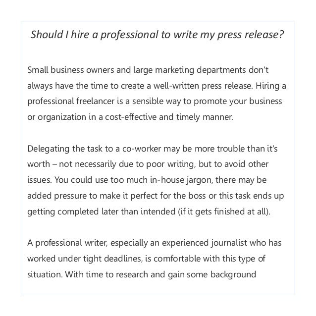 professional press release
