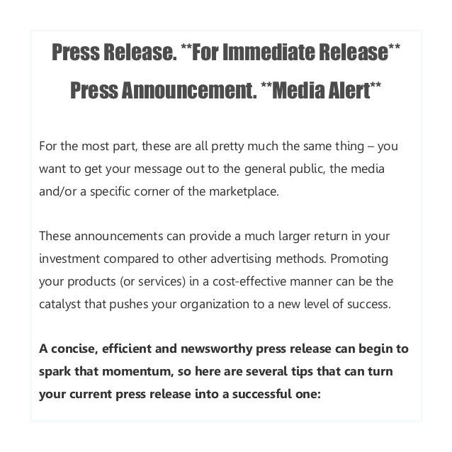 How to write news release