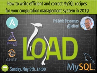 5/24/2019 How to write eﬃcient and correct MySQL recipes for you conﬁguration management system in 2019
ﬁle:///home/fred/ownCloud/Presentations/ORACLE/LOADays 2019/How to write eﬃcient and correct MySQL recipes for you conﬁguration manageme… 1/51
1 / 51
 