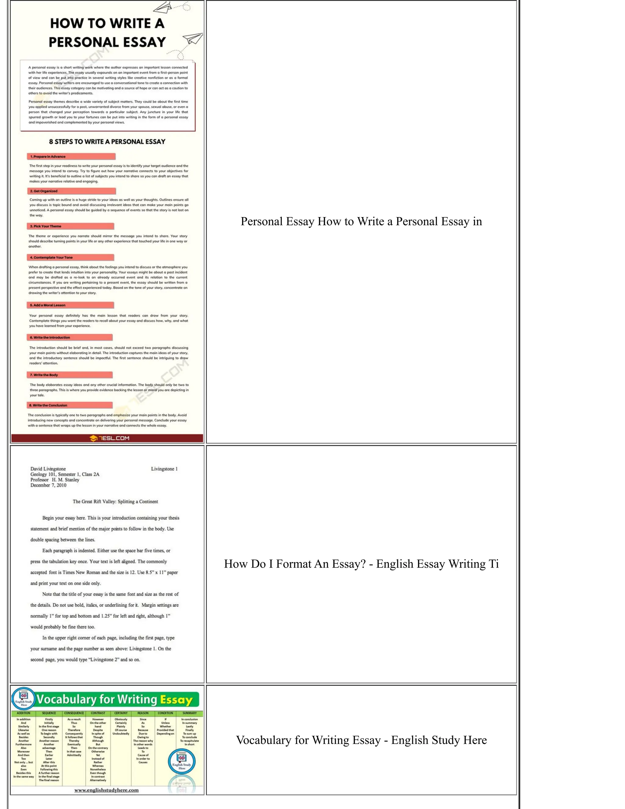 Personal Essay How to Write a Personal Essay in
How Do I Format An Essay? - English Essay Writing Ti
Vocabulary for Writing Essay - English Study Here
 