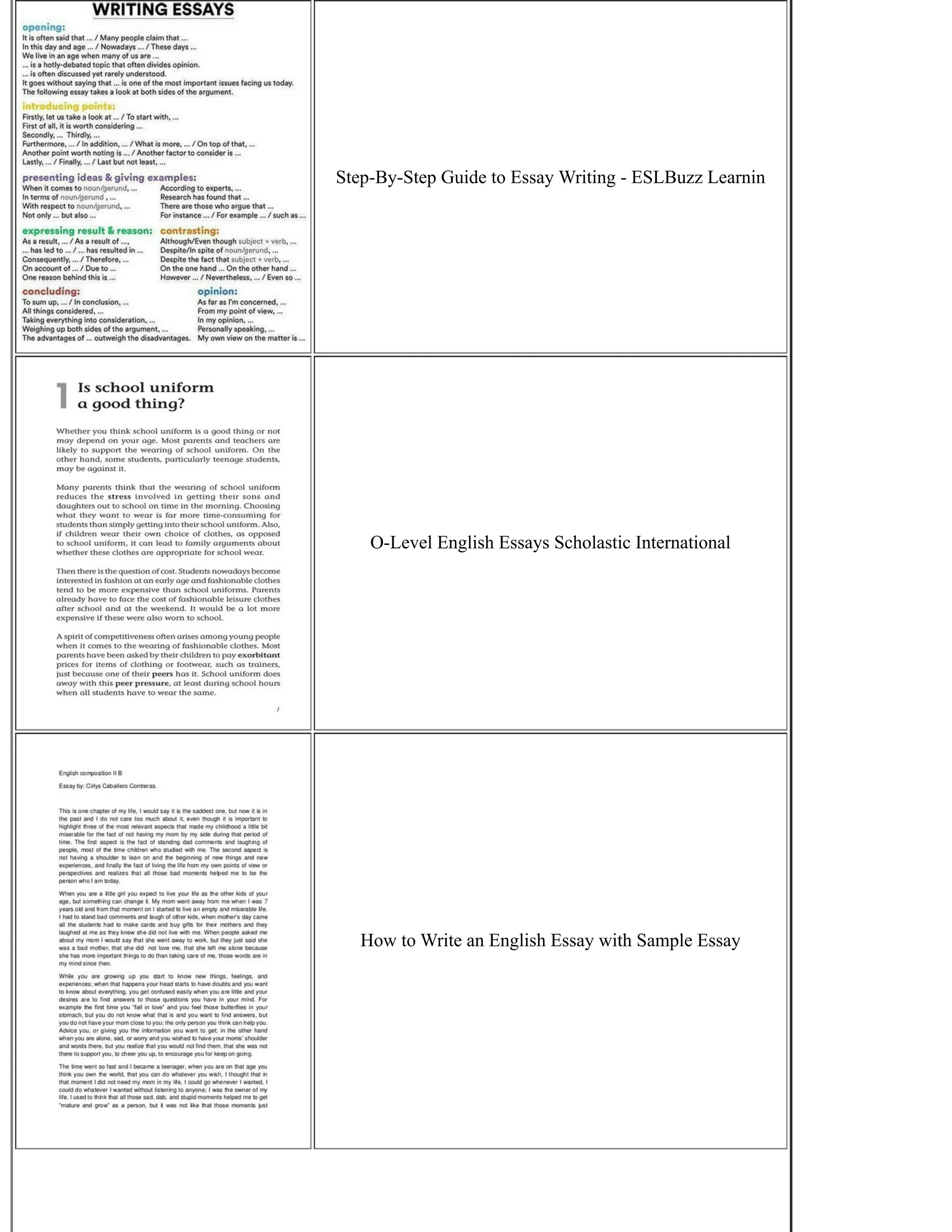Step-By-Step Guide to Essay Writing - ESLBuzz Learnin
O-Level English Essays Scholastic International
How to Write an English Essay with Sample Essay
 