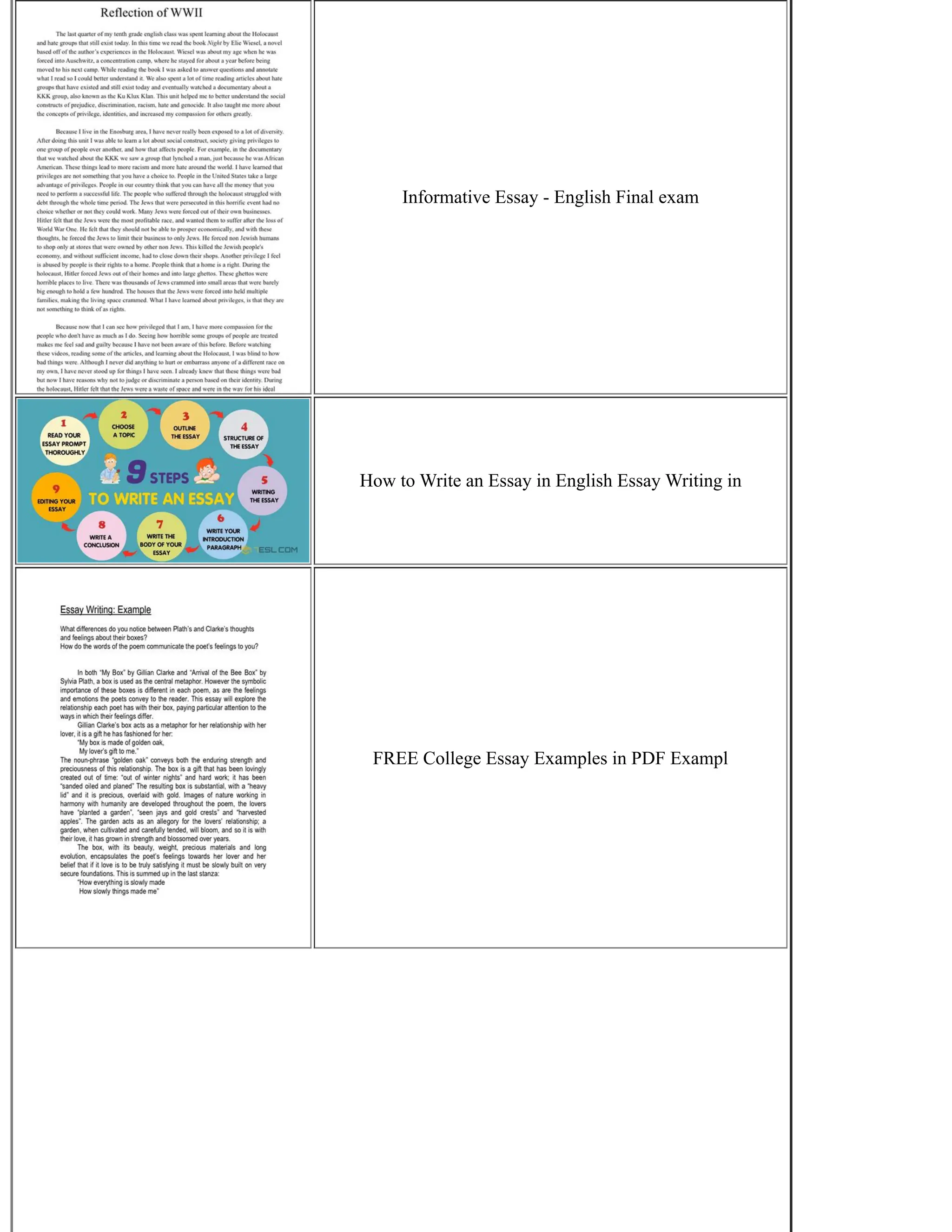 Informative Essay - English Final exam
How to Write an Essay in English Essay Writing in
FREE College Essay Examples in PDF Exampl
 