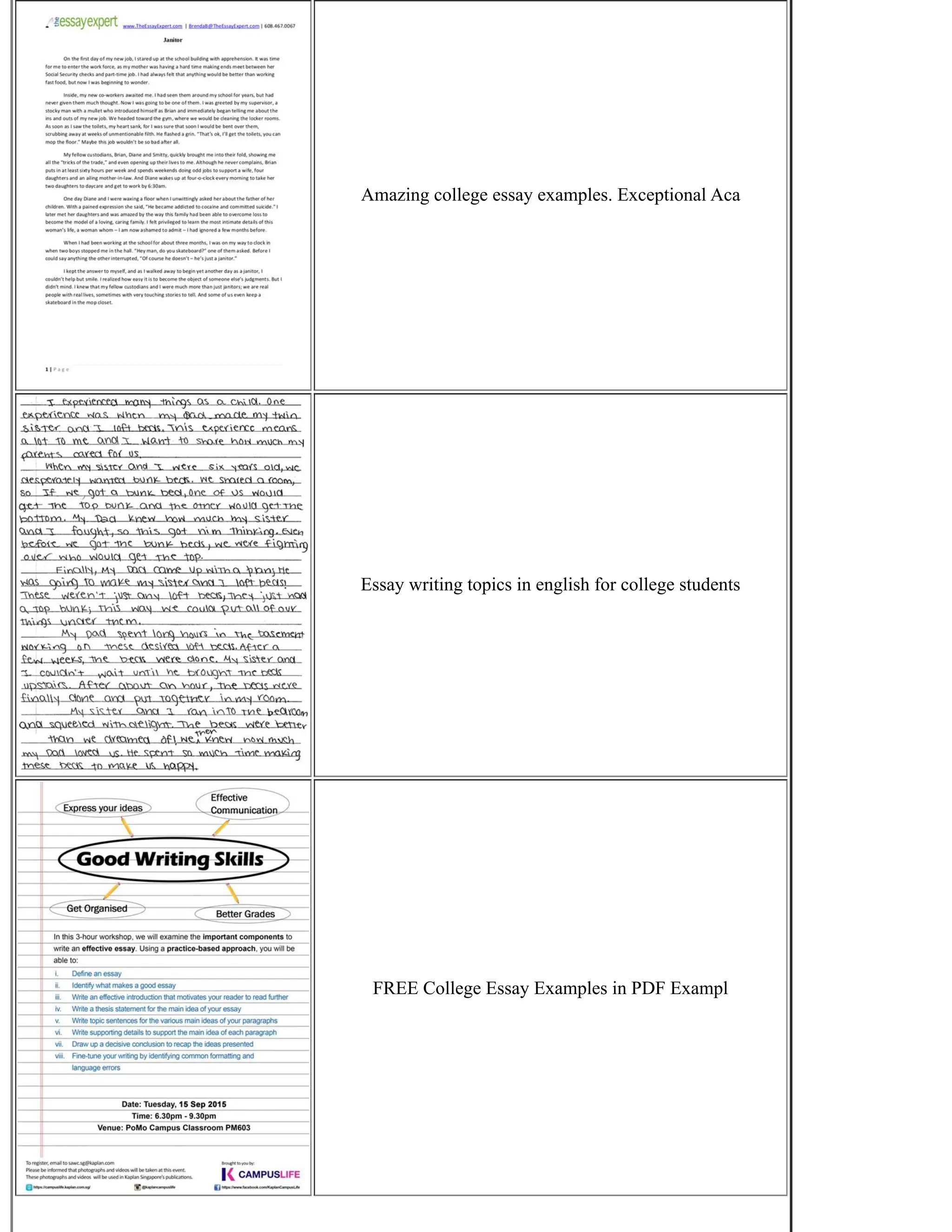 Amazing college essay examples. Exceptional Aca
Essay writing topics in english for college students
FREE College Essay Examples in PDF Exampl
 