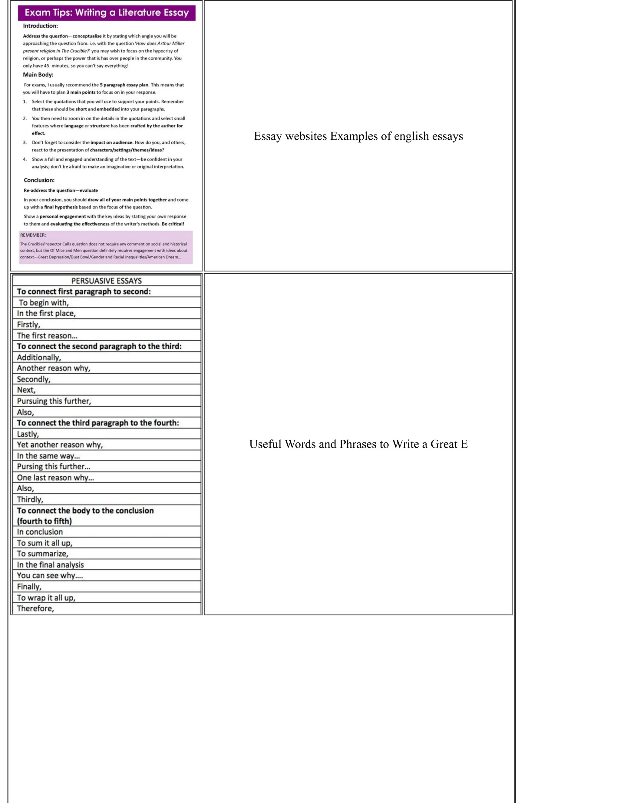 Essay websites Examples of english essays
Useful Words and Phrases to Write a Great E
 