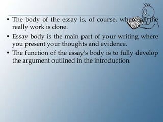 Developing essay's body paragraphs | PPT