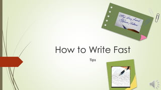 AcademicPaperPros | How to Write Fast | PPT