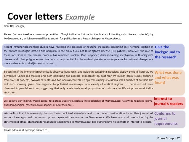 Cover letter manuscript submission science