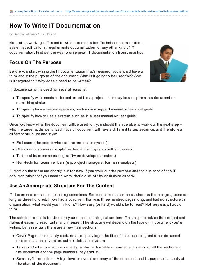 How To Write It Documentation