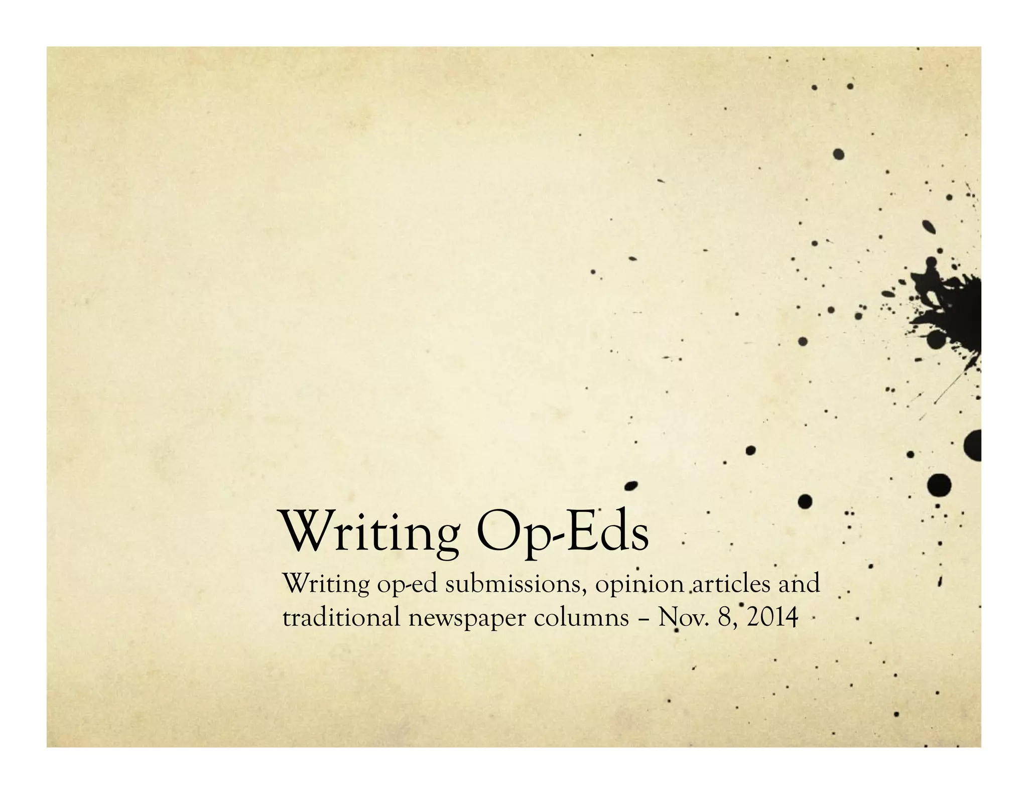 How to write Op Eds, By David Climenhaga | PDF