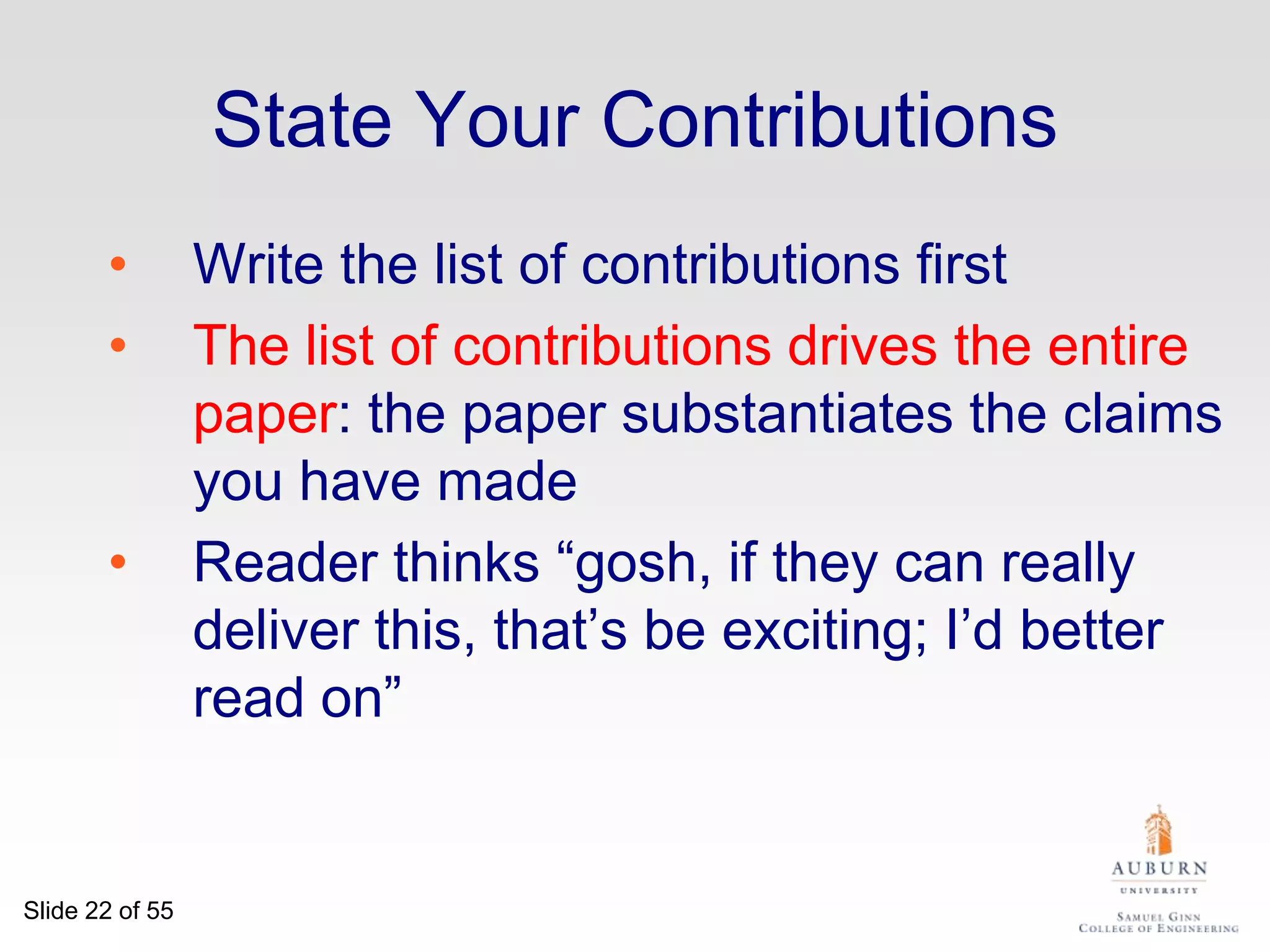 The introduction (1 page)Describe the problemState your contributions...and that is allONE PAGE!