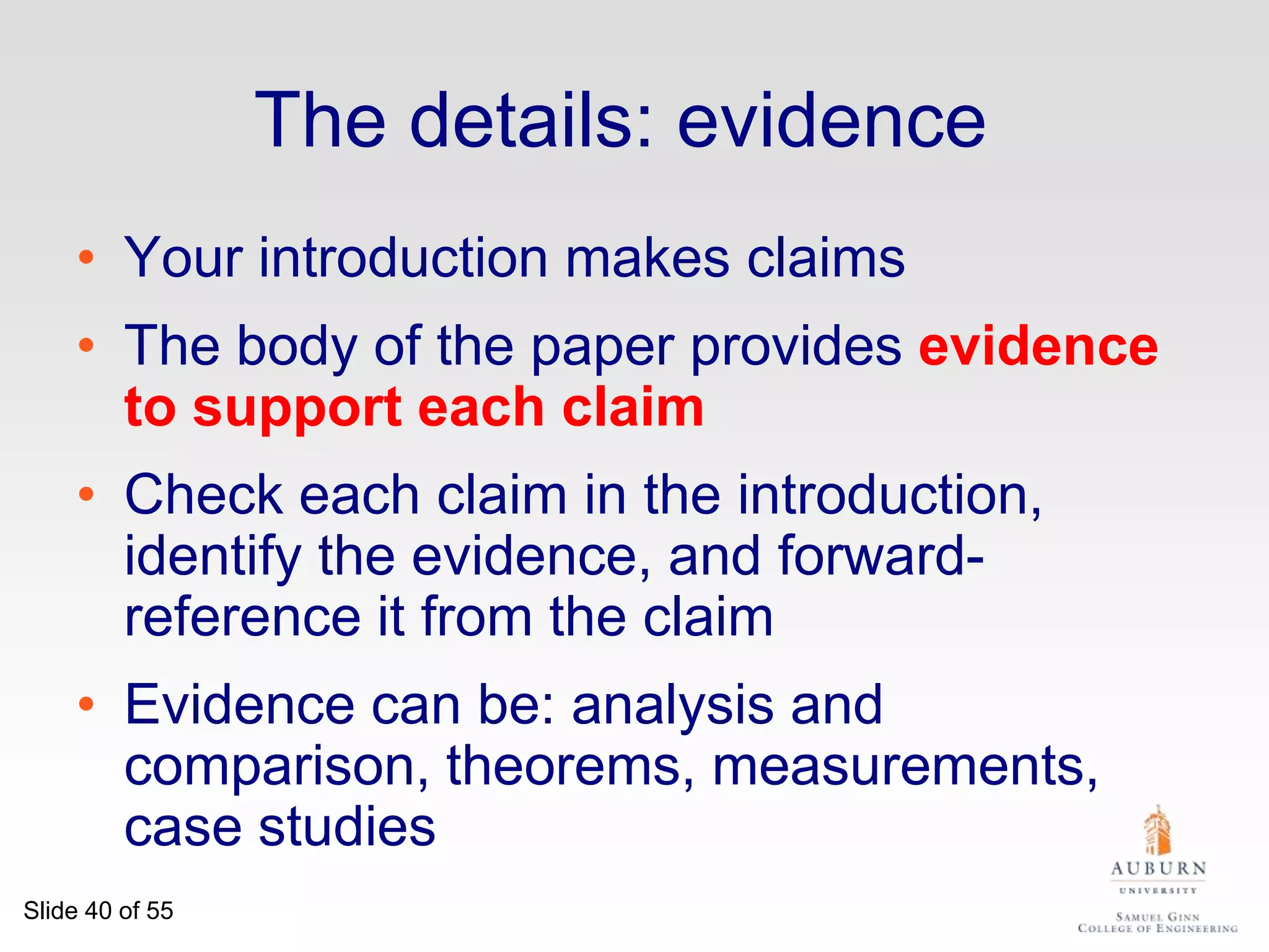 Putting the reader firstDo not recapitulate your personal journey of discovery.  This route may be soaked with your blood, but that is not interesting to the reader.Instead, choose the most direct route to the idea.