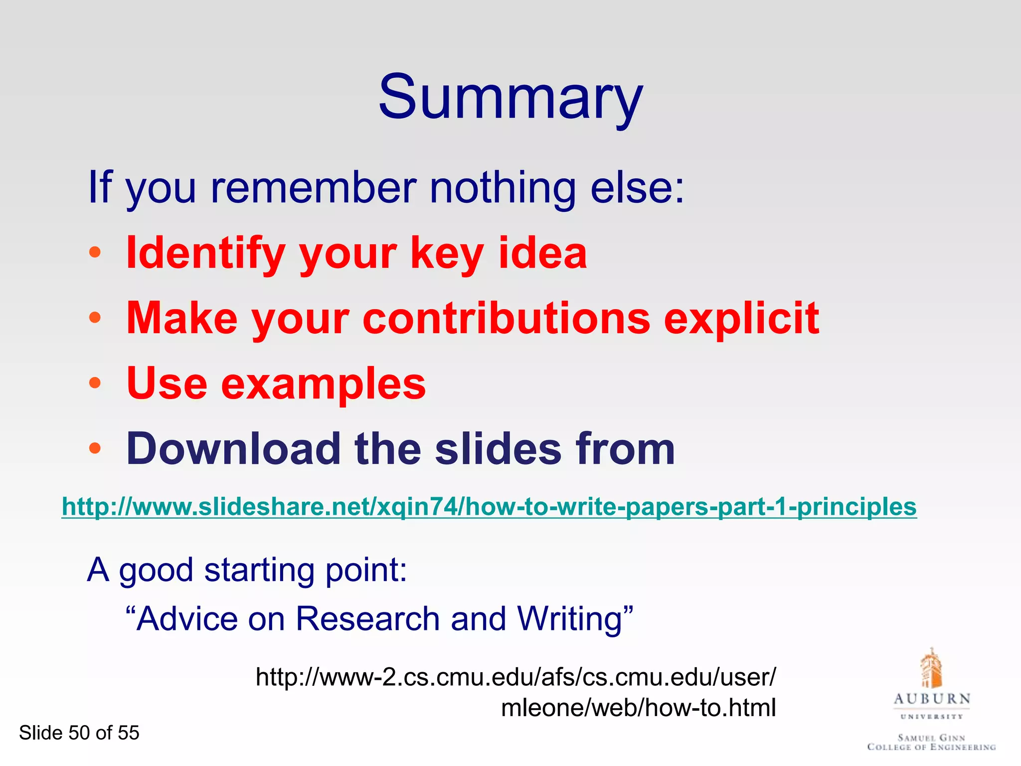 StructureAbstract (4 sentences)Introduction (1 page)The problem (1 page)My idea (2 pages)The details (5 pages)Related work (1-2 pages)Conclusions and further work (0.5 pages)
