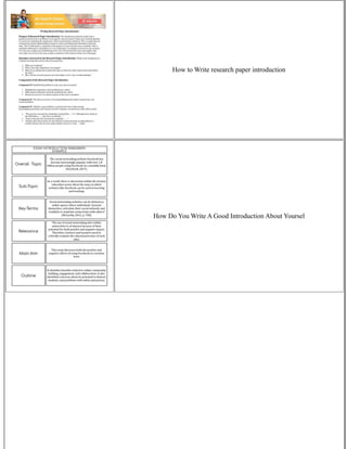 How to Write research paper introduction
How Do You Write A Good Introduction About Yoursel
 