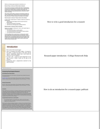 How to write a good introduction for a research
Research paper introduction - College Homework Help
How to do an introduction for a research paper. publicati
 