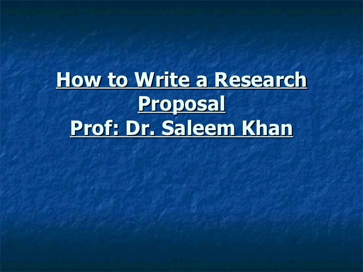 How to write research proposal