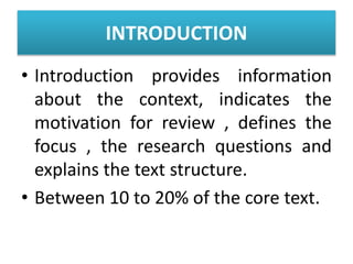 Informative Review Introduction Example How to write review article | PPTX