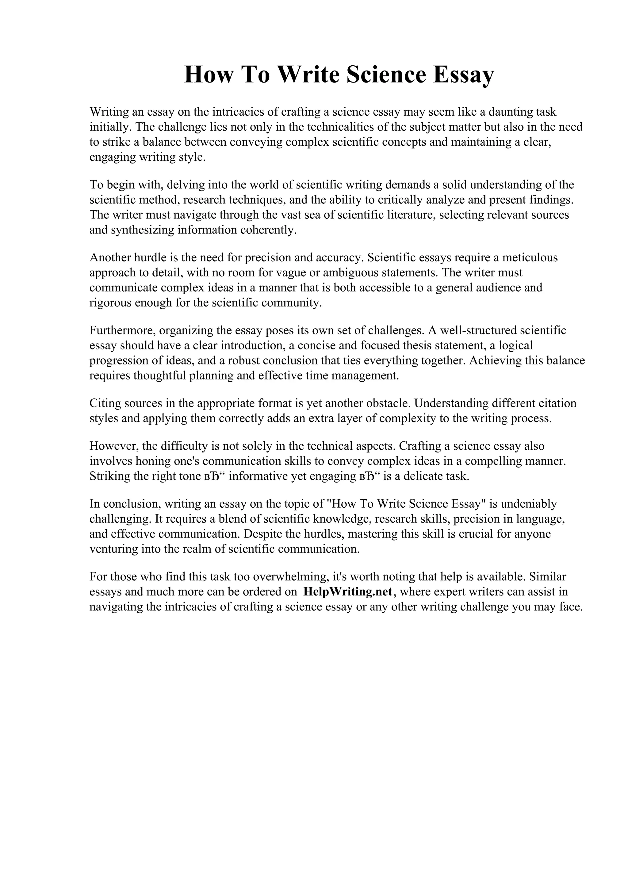 How To Write Science Essay. Science essay structure. How to Write a ...