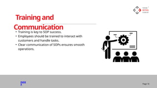 • Training is key to SOP success.
• Employees should be trained to interact with
customers and handle tasks.
• Clear communication of SOPs ensures smooth
operations.
Trainingand
Communication
Page 16
INDE
X
 