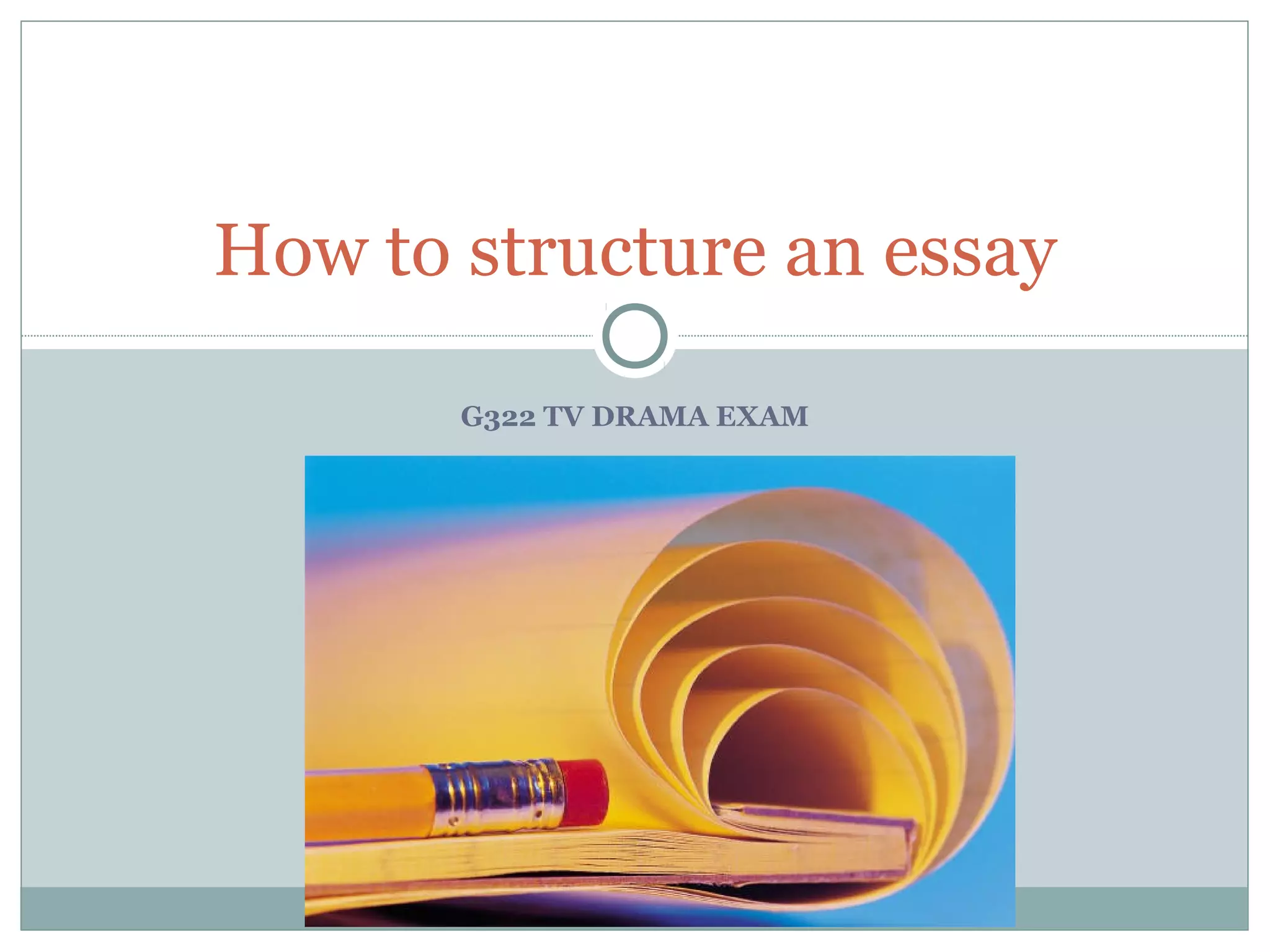 G322 TV DRAMA EXAM
How to structure an essay
 