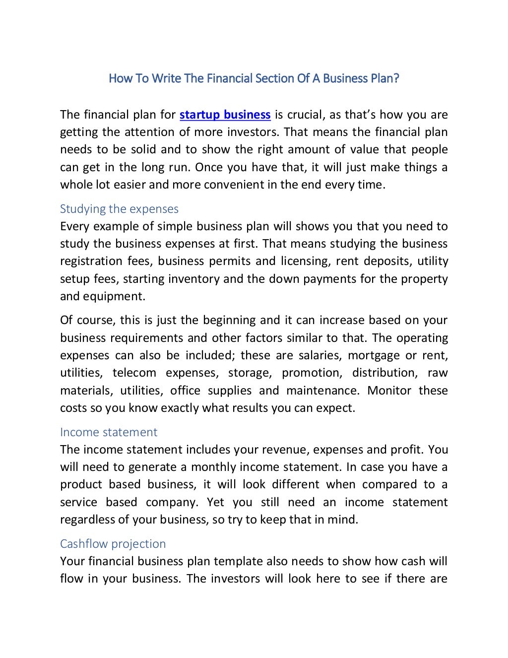How To Write The Financial Section Of A Business Plan how-to-write-the-financial-section-of-a-business-plan