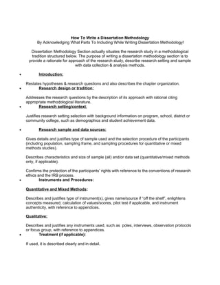 dissertation methodology chapter