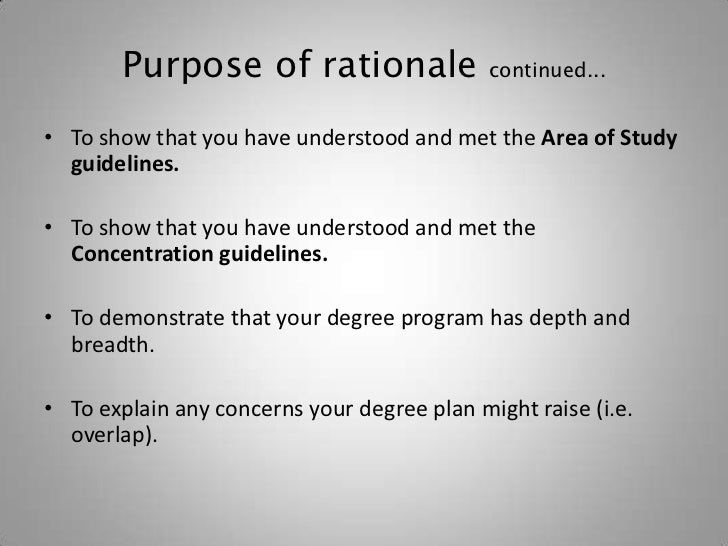 What is rationale in research paper