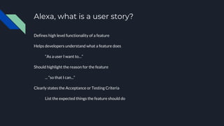 Writing User Stories for an Amazon Alexa app | PDF