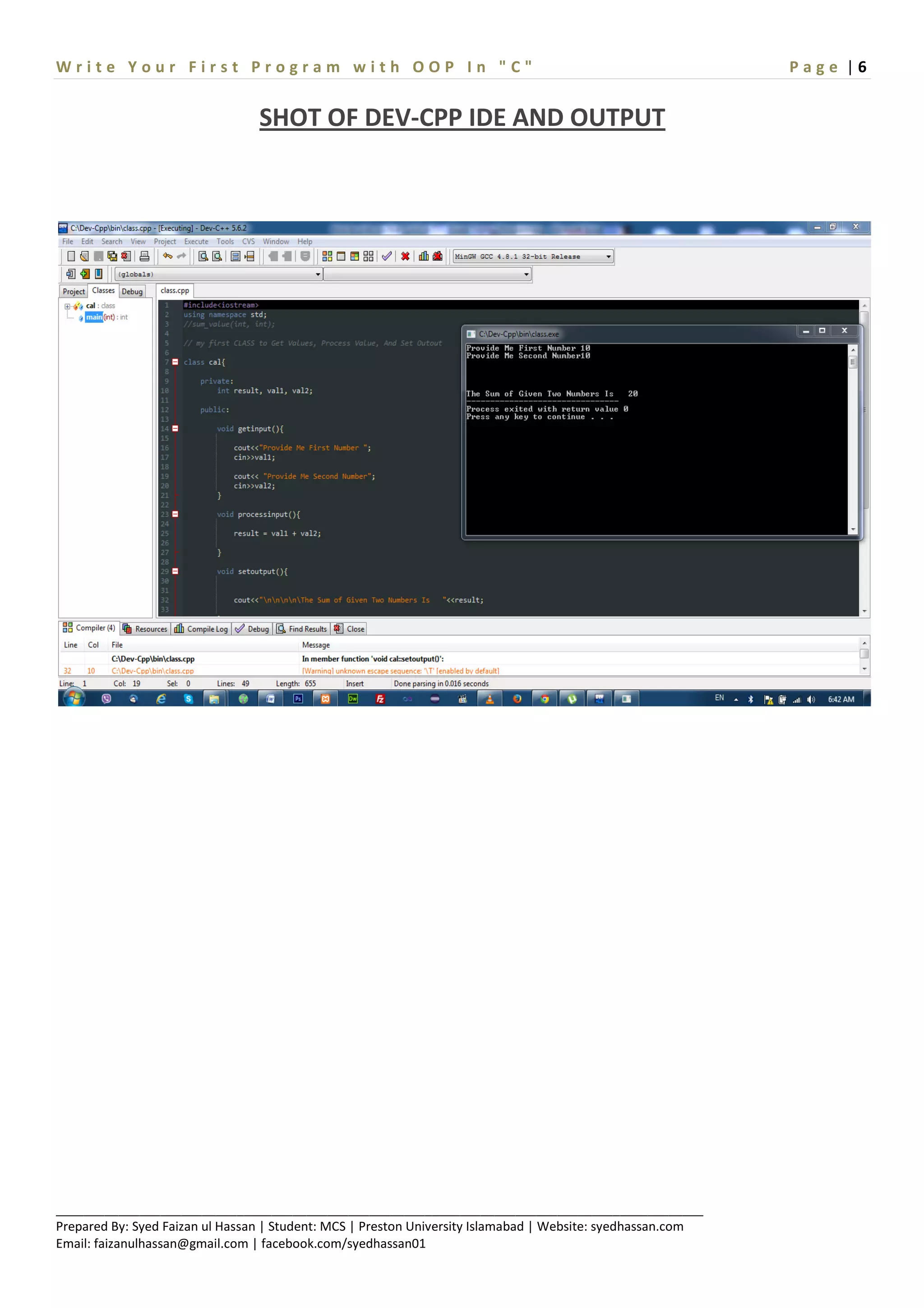 How to write you first class in c++ object oriented programming | PDF