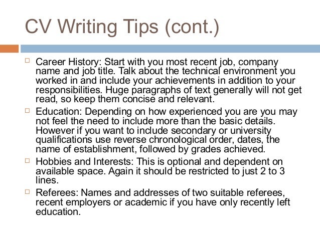 Cv writing what