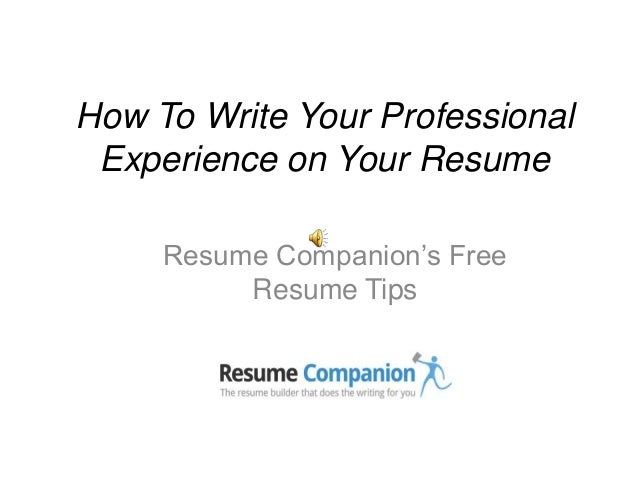 how to write your professional experience on your resume