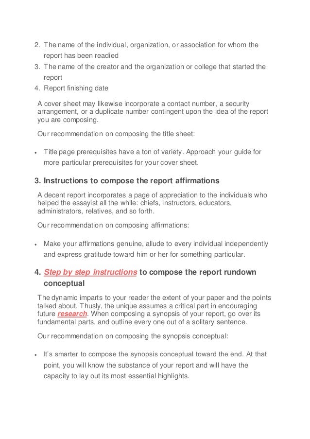 How to write your report properly
