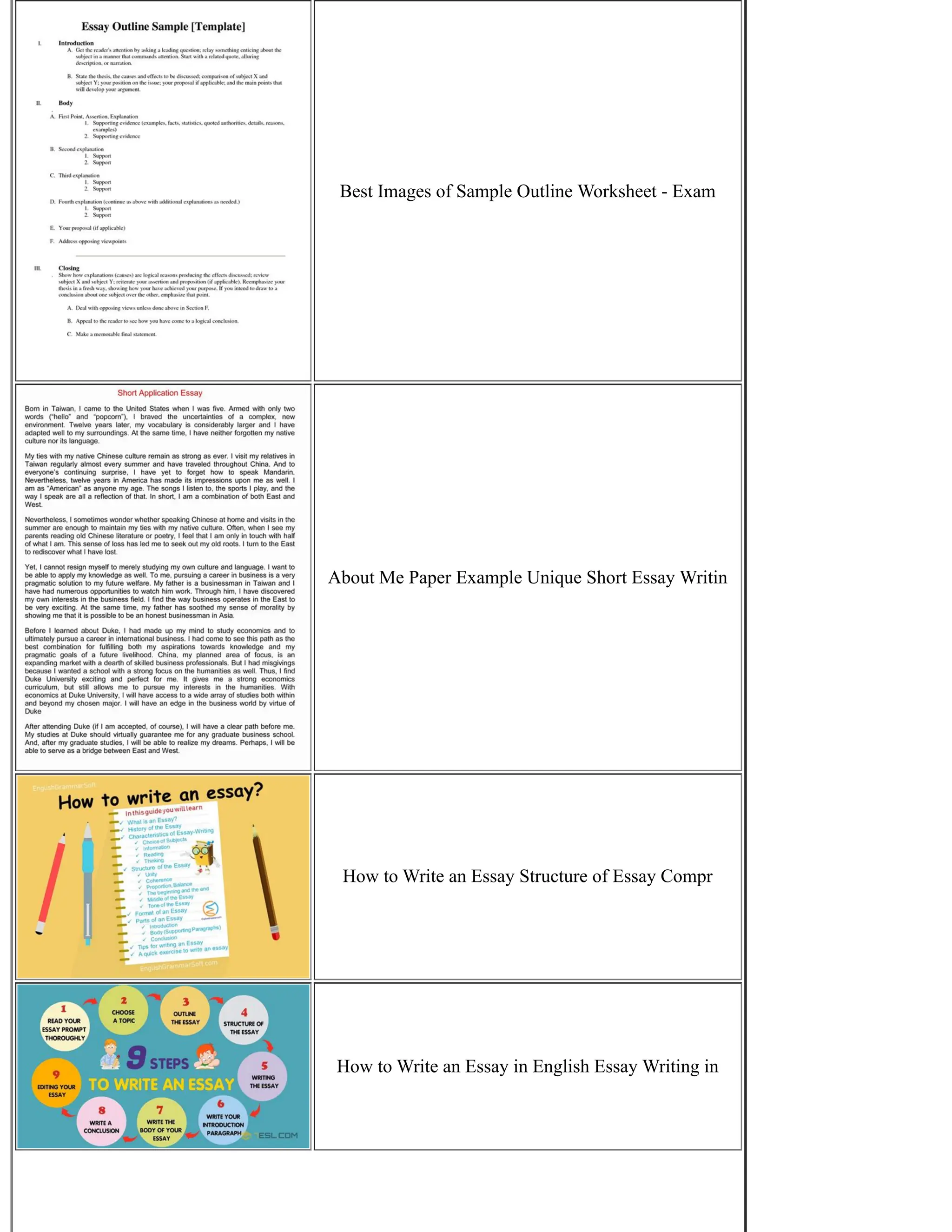 Best Images of Sample Outline Worksheet - Exam
About Me Paper Example Unique Short Essay Writin
How to Write an Essay Structure of Essay Compr
How to Write an Essay in English Essay Writing in
