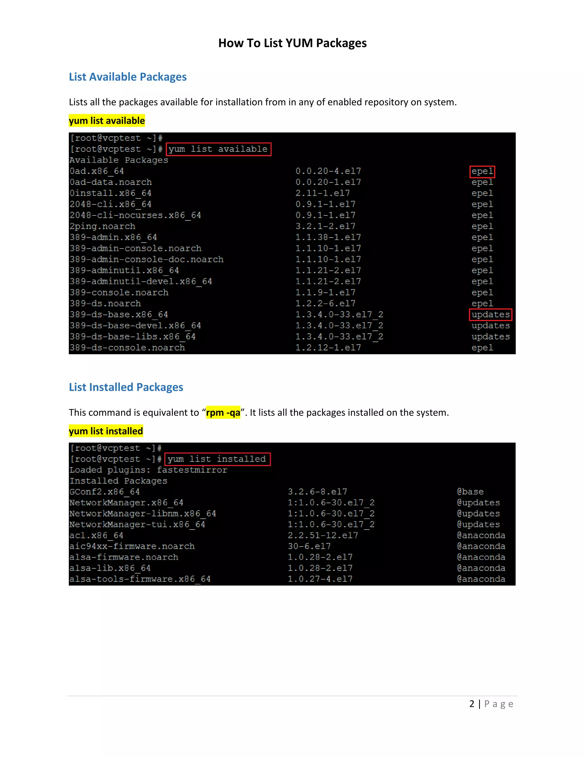 How To List YUM Packages | PDF