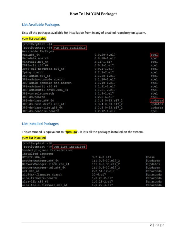 How To List YUM Packages | PDF