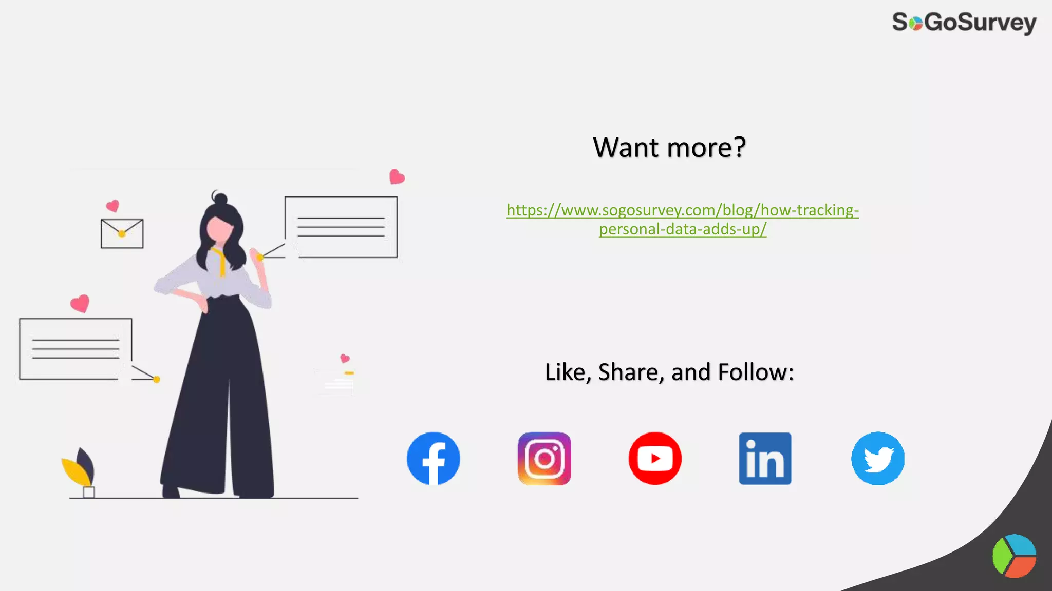 Want more?
Like, Share, and Follow:
https://www.sogosurvey.com/blog/how-tracking-
personal-data-adds-up/
 