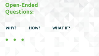WHY?
Open-Ended
Questions:
HOW? WHAT IF?
 