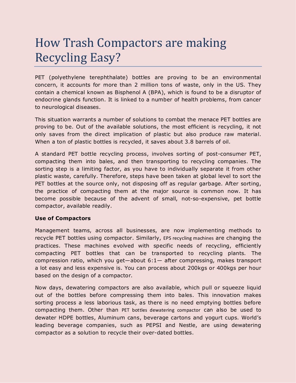 How Trash Compactors are making Recycling Easy?