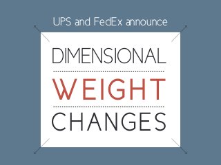 UPS and FedEx announce
DIMENSIONAL
WEIGHT
CHANGES
 