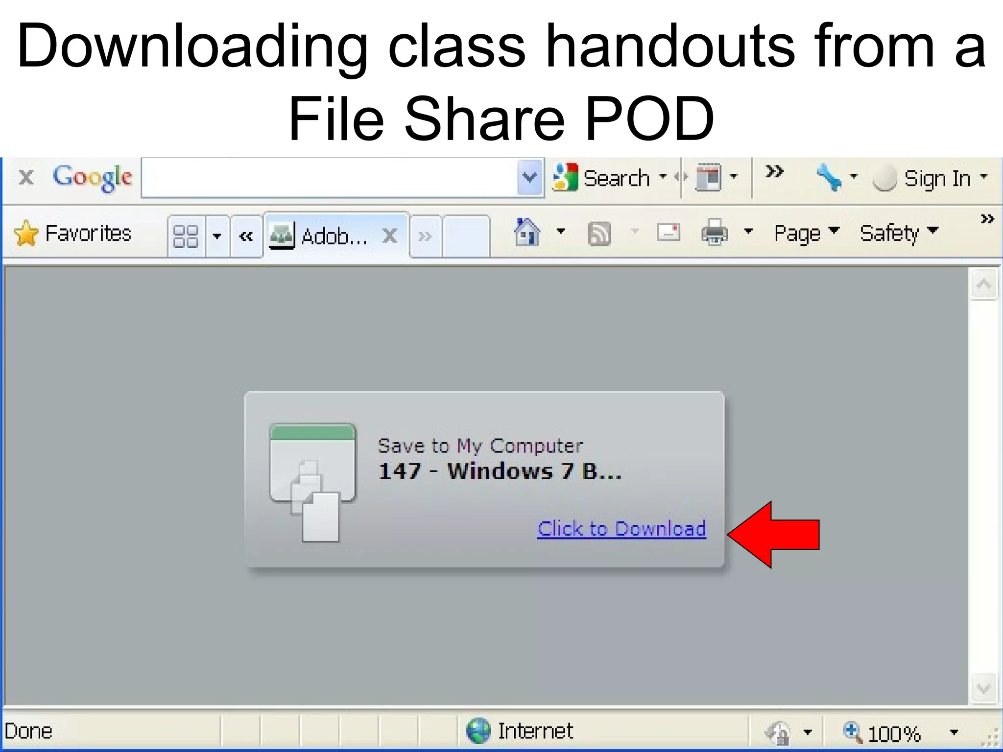 Downloading class handouts from a File Share POD 