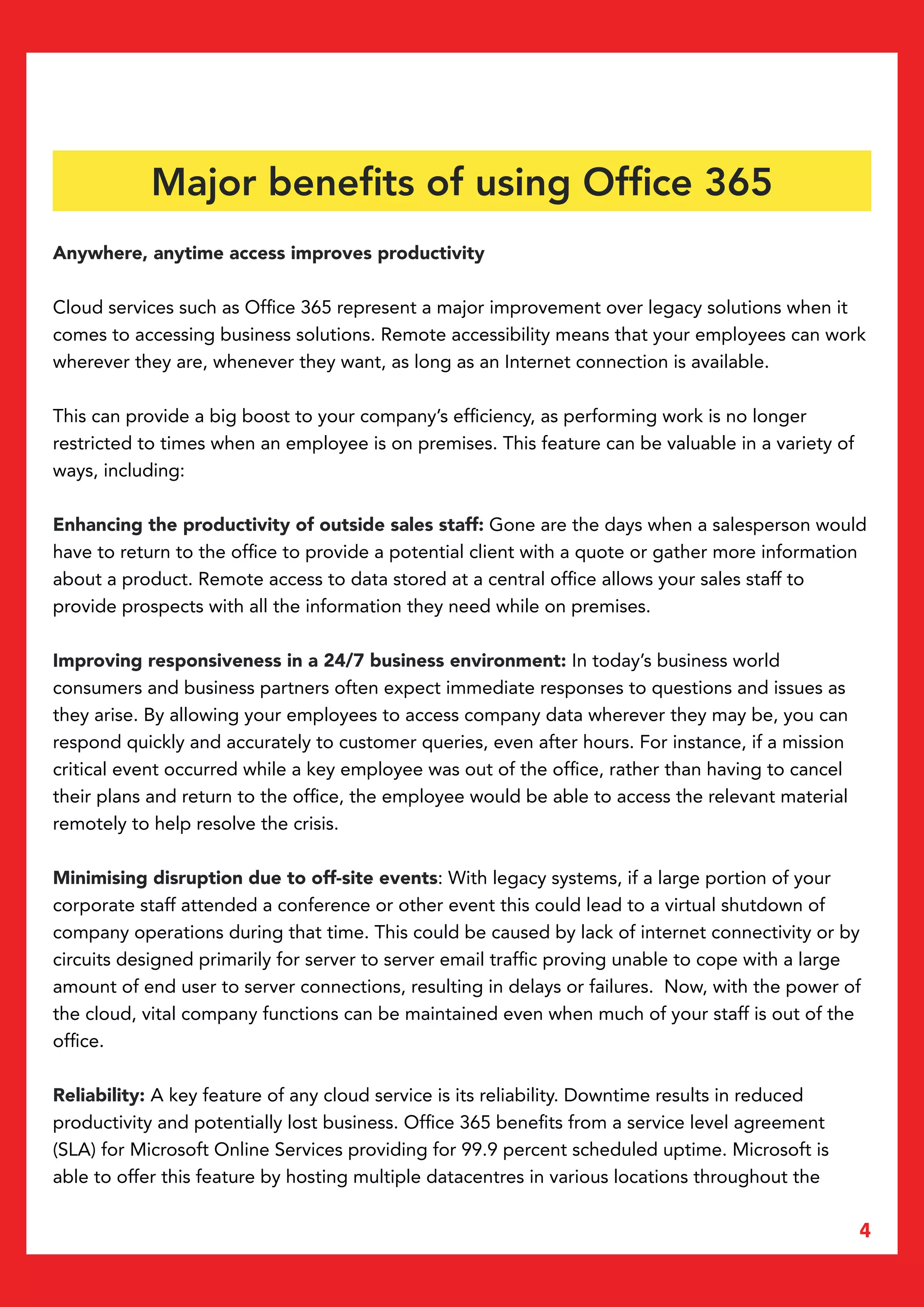 How Using Microsoft Office 365 Can Benefit Your Organisation | PDF