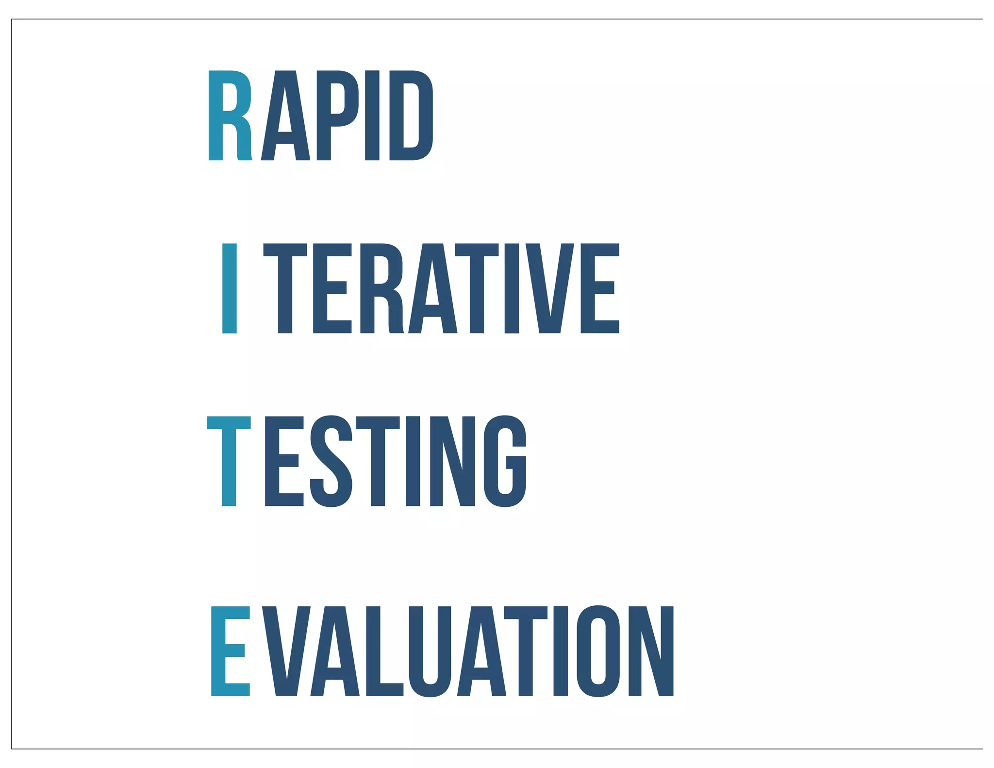 Rapid
I terative
T esting
E valuation

 