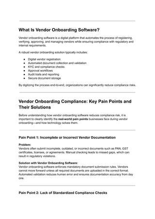 How Vendor Onboarding Software Reduces Compliance Risk | PDF